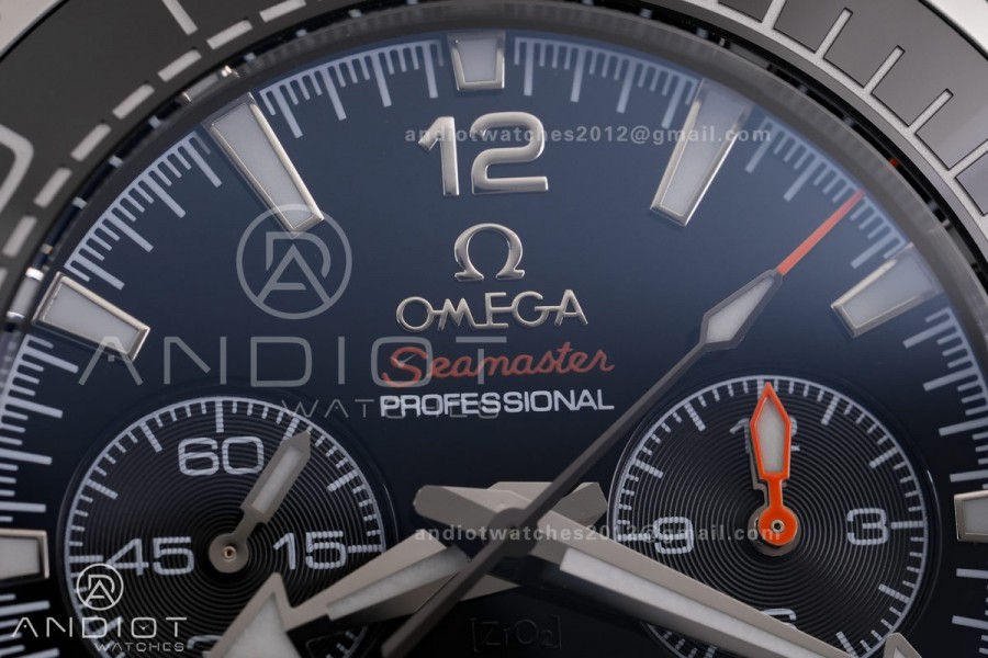Planet Ocean 600M Chrono SS N1F 1:1 Best Edition Black Dial on Black Rubber Strap A9900