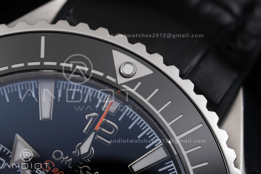 Planet Ocean 600M Chrono SS N1F 1:1 Best Edition Black Dial on Black Rubber Strap A9900