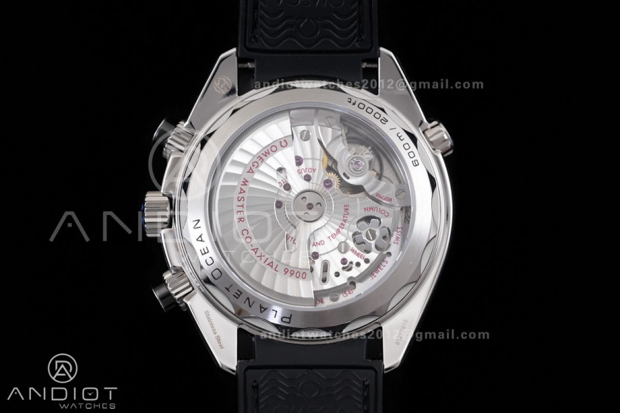 Planet Ocean 600M Chrono SS N1F 1:1 Best Edition Black Dial on Black Rubber Strap A9900