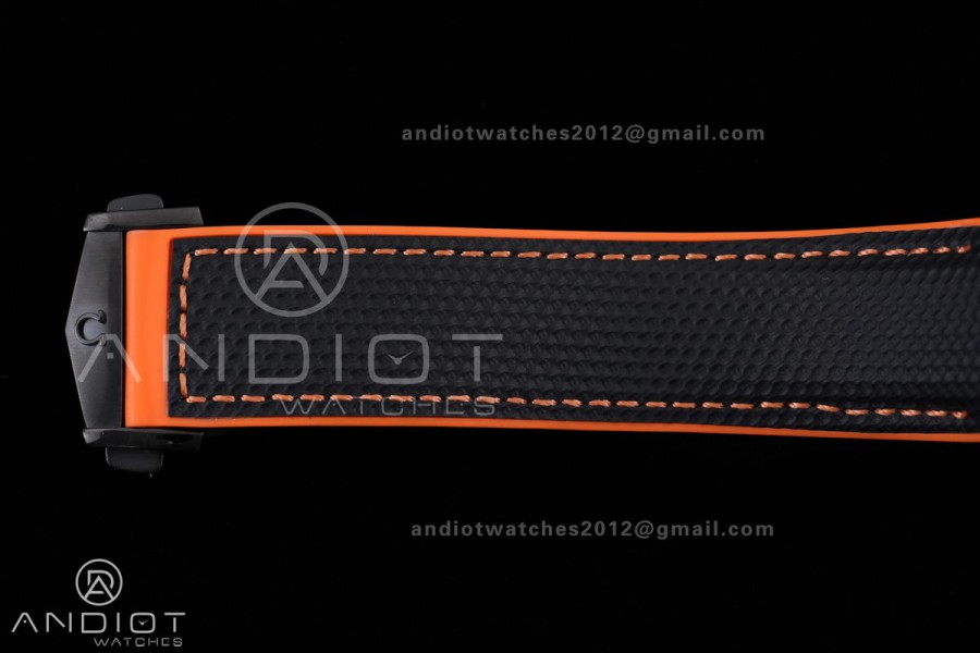 Planet Ocean 600M Chrono PVD N1F 1:1 Best Edition Black Dial 1/4 Orange Bezel on Rubber Strap A9900