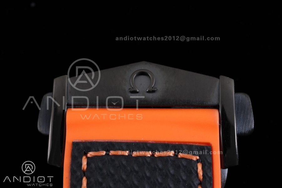 Planet Ocean 600M Chrono PVD N1F 1:1 Best Edition Black Dial 1/4 Orange Bezel on Rubber Strap A9900