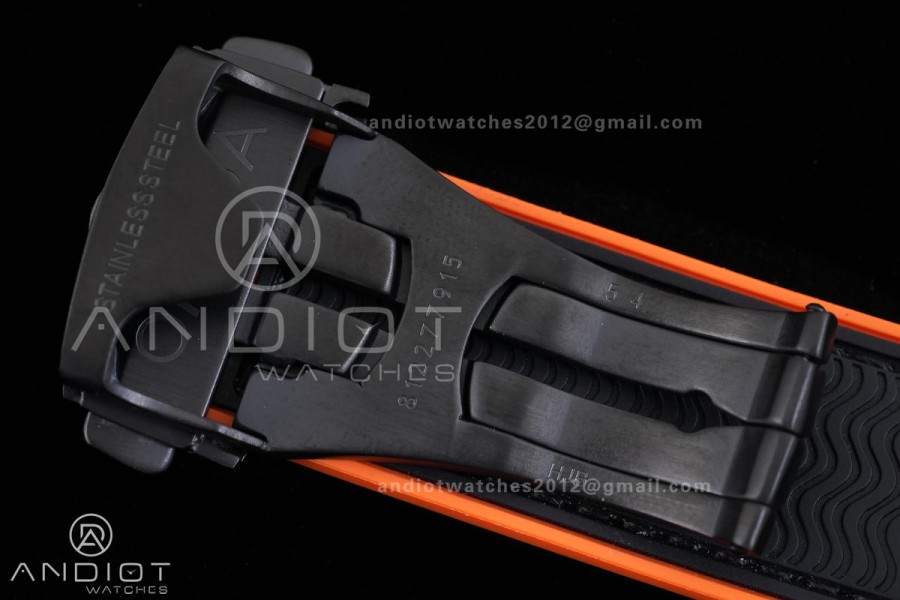 Planet Ocean 600M Chrono PVD N1F 1:1 Best Edition Black Dial 1/4 Orange Bezel on Rubber Strap A9900