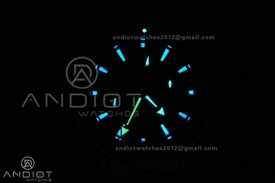 Planet Ocean 600M Chrono PVD N1F 1:1 Best Edition Black Dial 1/4 Orange Bezel on Rubber Strap A9900