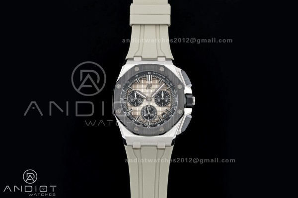 Royal Oak Offshore 43mm 26420so SS DDF 1:1 Best Edition Smoked Dial on Gray Rubber Strap DD4401 Super Clone