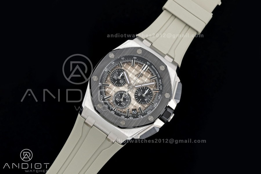 Royal Oak Offshore 43mm 26420so SS DDF 1:1 Best Edition Smoked Dial on Gray Rubber Strap DD4401 Super Clone