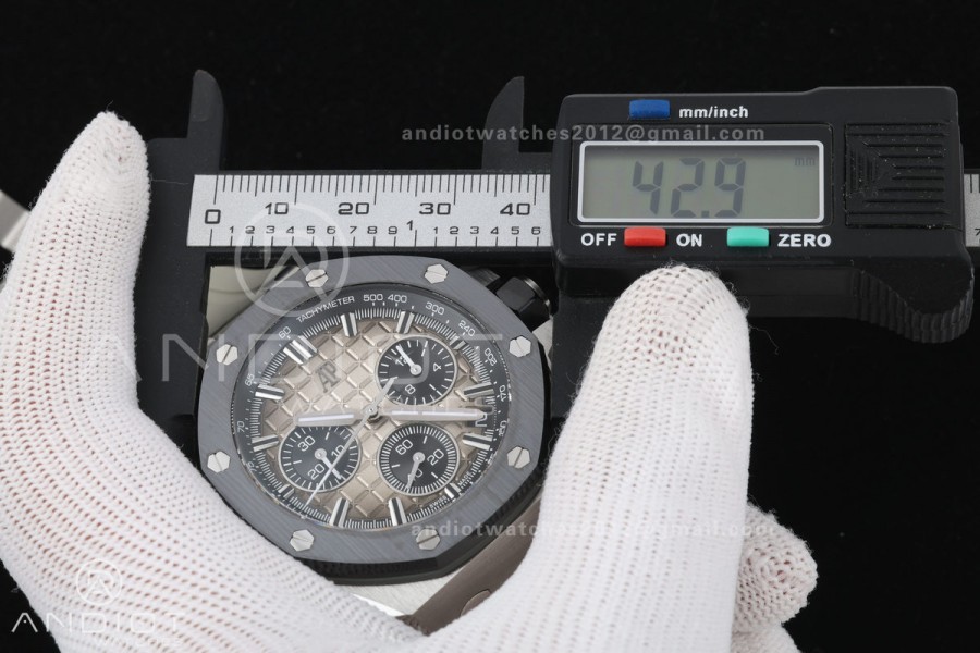 Royal Oak Offshore 43mm 26420so SS DDF 1:1 Best Edition Smoked Dial on Gray Rubber Strap DD4401 Super Clone