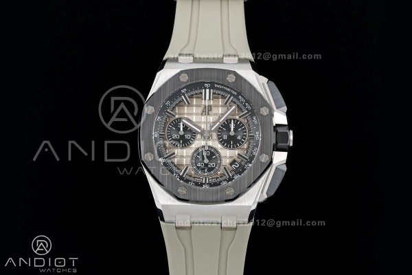 Royal Oak Offshore 43mm 26420so SS DDF 1:1 Best Edition Smoked Dial on Gray Rubber Strap DD4401 Super Clone