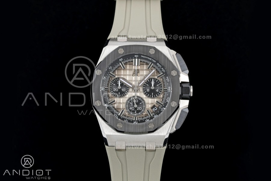 Royal Oak Offshore 43mm 26420so SS DDF 1:1 Best Edition Smoked Dial on Gray Rubber Strap DD4401 Super Clone
