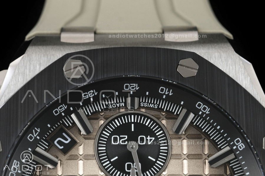 Royal Oak Offshore 43mm 26420so SS DDF 1:1 Best Edition Smoked Dial on Gray Rubber Strap DD4401 Super Clone