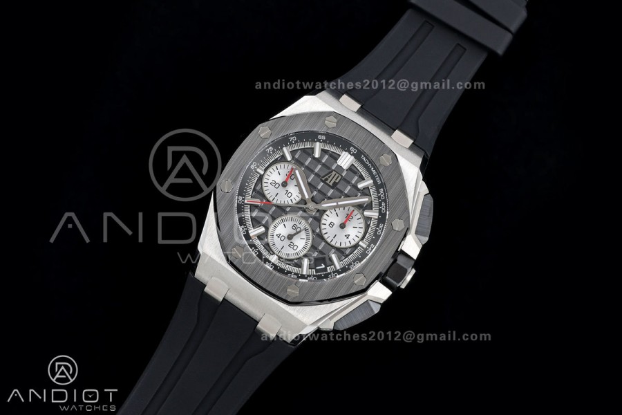 Royal Oak Offshore 43mm 26420so SS DDF 1:1 Best Edition Black/White Dial on Black Rubber Strap DD4401 Super Clone