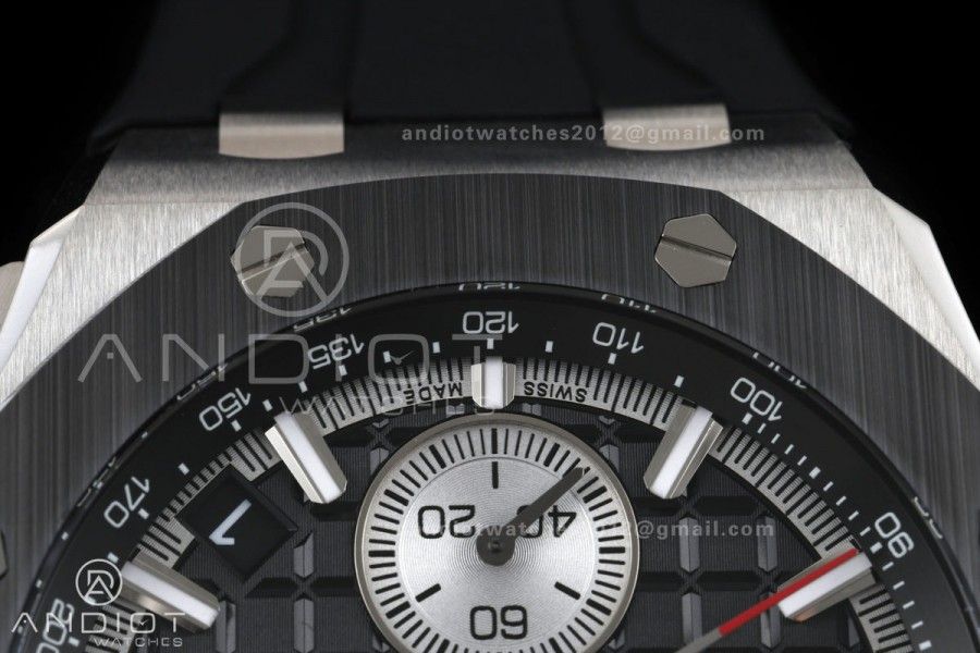 Royal Oak Offshore 43mm 26420so SS DDF 1:1 Best Edition Black/White Dial on Black Rubber Strap DD4401 Super Clone