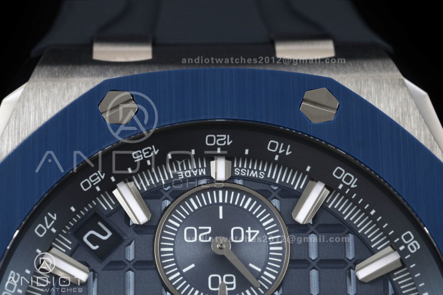 Royal Oak Offshore 43mm 26420so SS DDF 1:1 Best Edition Blue Dial on Blue Rubber Strap DD4401 Super Clone
