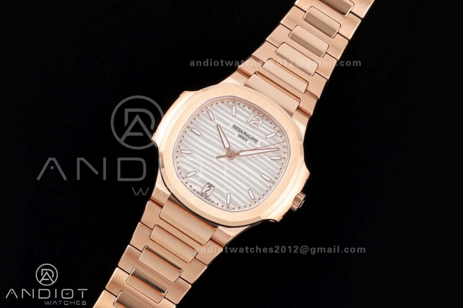 Nautilus 7118 RG Ladies DDF 1:1 Best Edition Silver Dial on RG Bracelet DD330 Super Clone