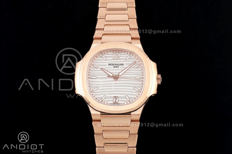 Nautilus 7118 RG Ladies DDF 1:1 Best Edition Silver Dial on RG Bracelet DD330 Super Clone