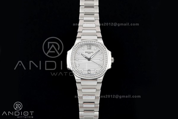 Nautilus 7118 Ladies DDF 1:1 Best Edition Silver Dial Diamonds Bezel on SS Bracelet DD330 Super Clone