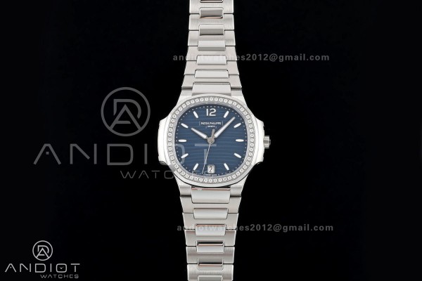 Nautilus 7118 Ladies DDF 1:1 Best Edition Blue Dial Diamonds Bezel on SS Bracelet DD330 Super Clone
