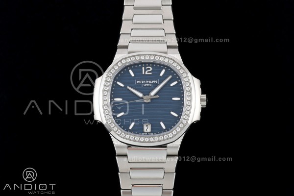 Nautilus 7118 Ladies DDF 1:1 Best Edition Blue Dial Diamonds Bezel on SS Bracelet DD330 Super Clone