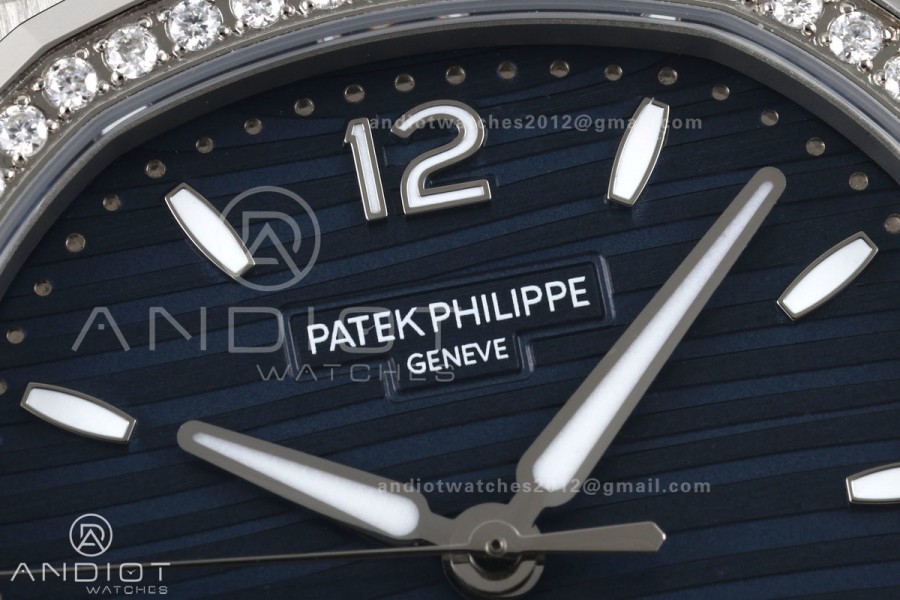 Nautilus 7118 Ladies DDF 1:1 Best Edition Blue Dial Diamonds Bezel on SS Bracelet DD330 Super Clone