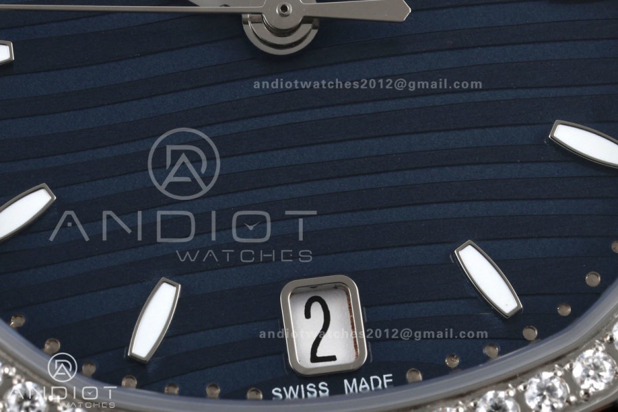 Nautilus 7118 Ladies DDF 1:1 Best Edition Blue Dial Diamonds Bezel on SS Bracelet DD330 Super Clone