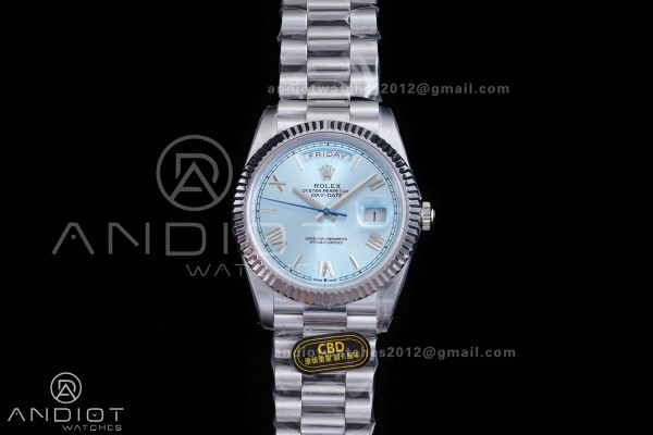 Day Date 40 SS CBDF 1:1 Best Edition Ice Blue Roma...