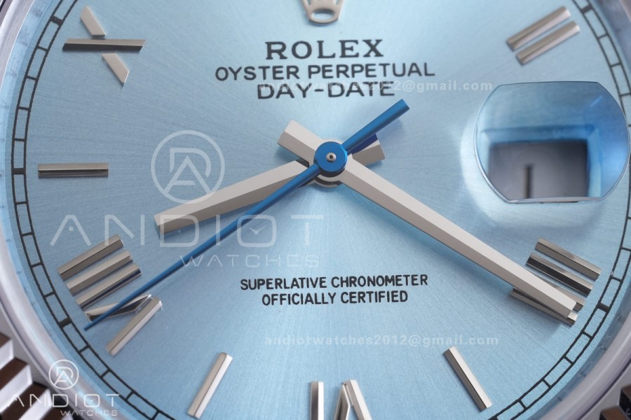 Day Date 40 SS CBDF 1:1 Best Edition Ice Blue Roman Dial on President Bracelet VR3255 (210g)