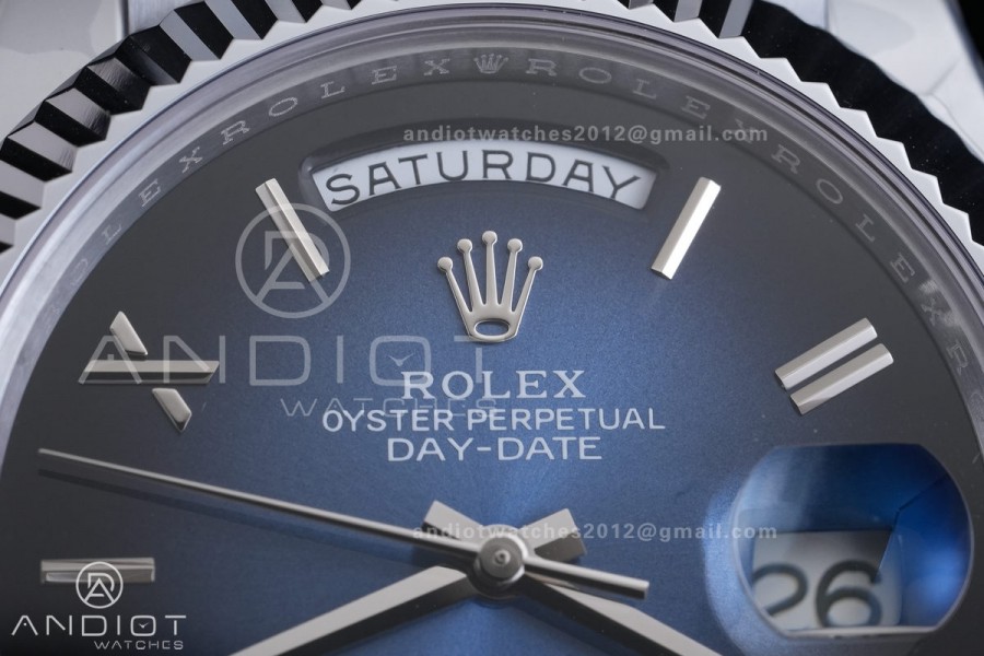 Day Date 40 SS CBDF 1:1 Best Edition Blue Ombre Roman Dial on President Bracelet VR3255 (210g)