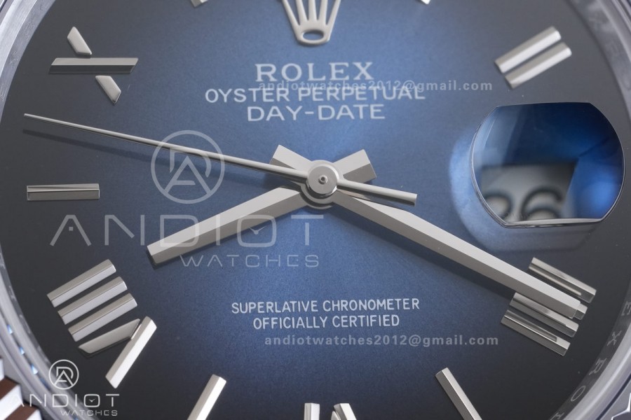 Day Date 40 SS CBDF 1:1 Best Edition Blue Ombre Roman Dial on President Bracelet VR3255 (210g)
