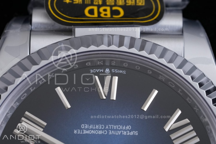 Day Date 40 SS CBDF 1:1 Best Edition Blue Ombre Roman Dial on President Bracelet VR3255 (210g)