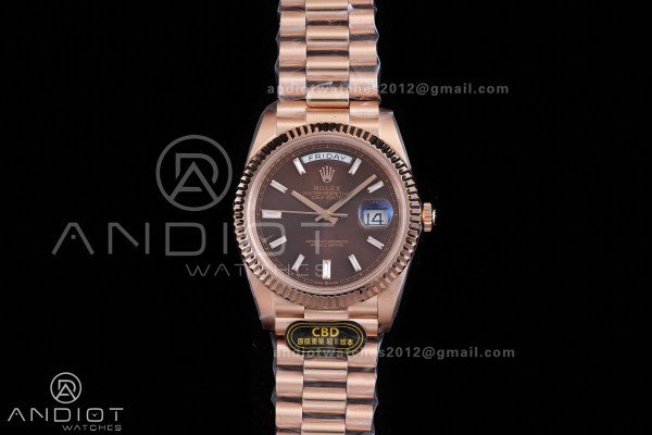 Day Date 40 RG CBDF 1:1 Best Edition Brown Crystal...
