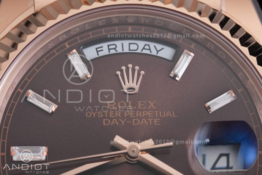 Day Date 40 RG CBDF 1:1 Best Edition Brown Crystal Dial on President Bracelet VR3255 (210g)