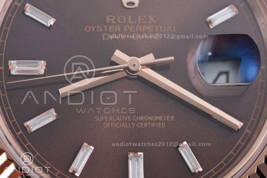 Day Date 40 RG CBDF 1:1 Best Edition Brown Crystal Dial on President Bracelet VR3255 (210g)