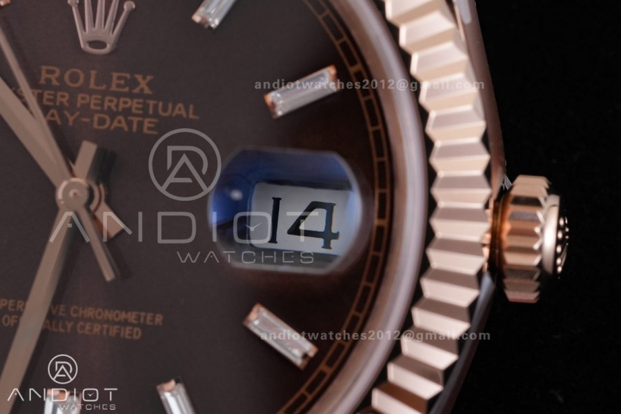 Day Date 40 RG CBDF 1:1 Best Edition Brown Crystal Dial on President Bracelet VR3255 (210g)