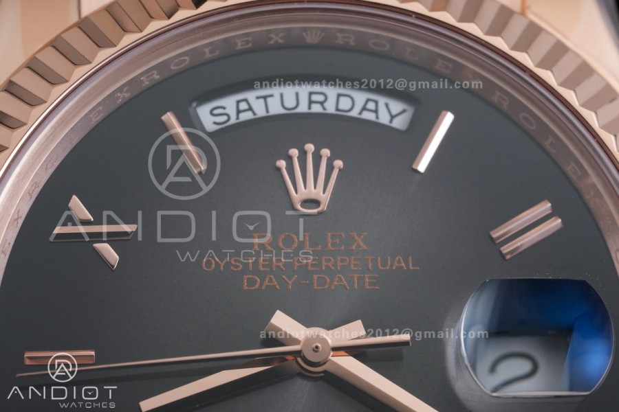 Day Date 40 RG CBDF 1:1 Best Edition Gray Roman Dial on President Bracelet VR3255 (210g)