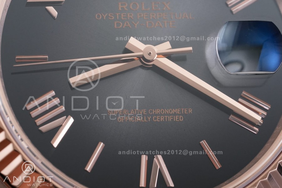 Day Date 40 RG CBDF 1:1 Best Edition Gray Roman Dial on President Bracelet VR3255 (210g)