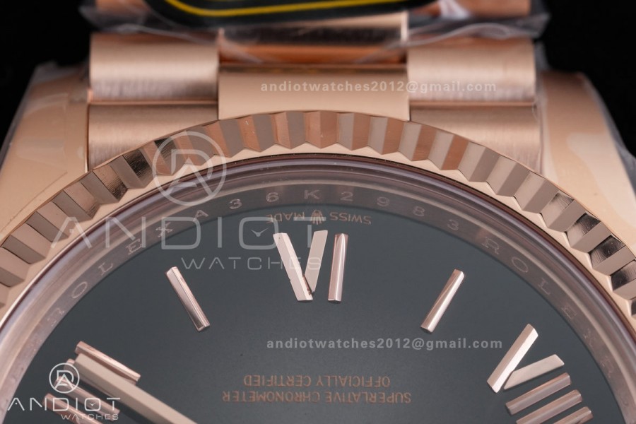 Day Date 40 RG CBDF 1:1 Best Edition Gray Roman Dial on President Bracelet VR3255 (210g)