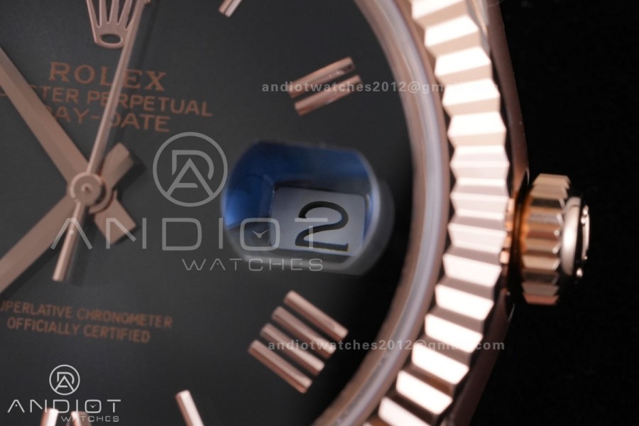 Day Date 40 RG CBDF 1:1 Best Edition Gray Roman Dial on President Bracelet VR3255 (210g)