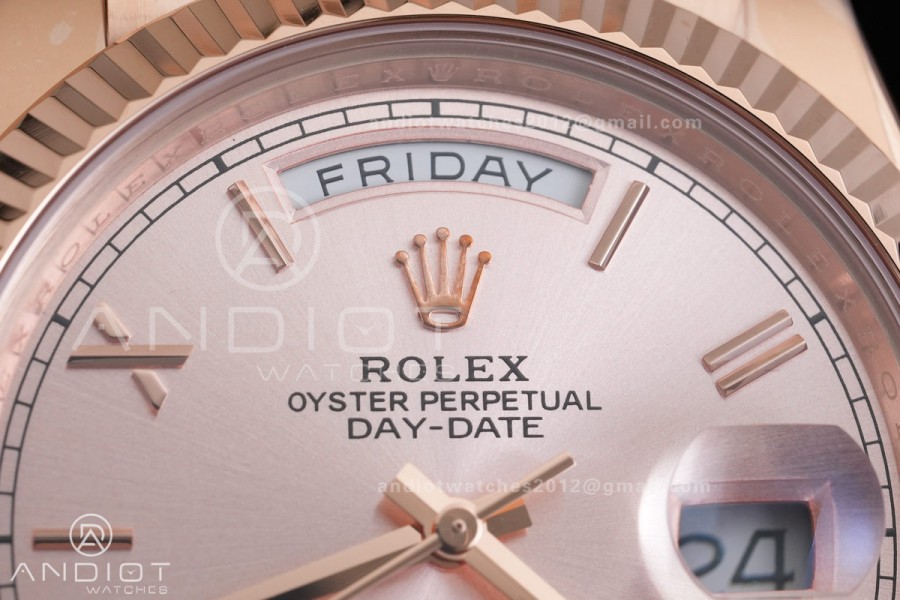 Day Date 40 RG CBDF 1:1 Best Edition RG Roman Dial on President Bracelet VR3255 (210g)