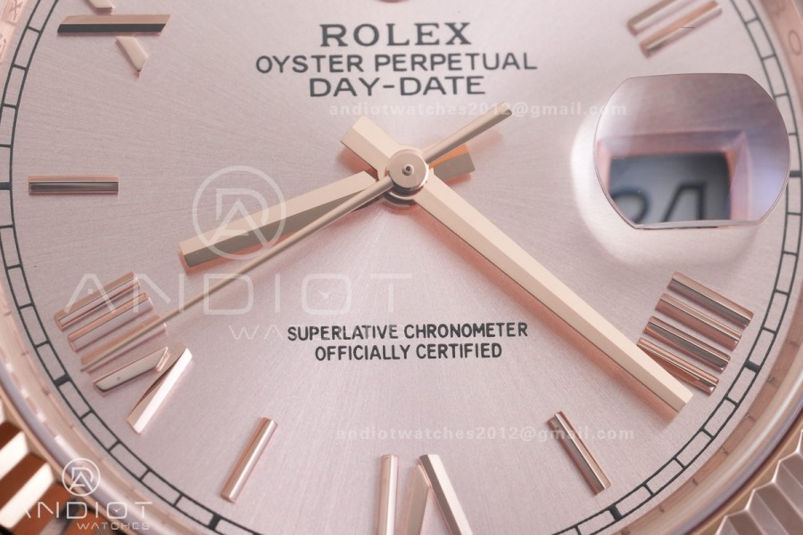 Day Date 40 RG CBDF 1:1 Best Edition RG Roman Dial on President Bracelet VR3255 (210g)