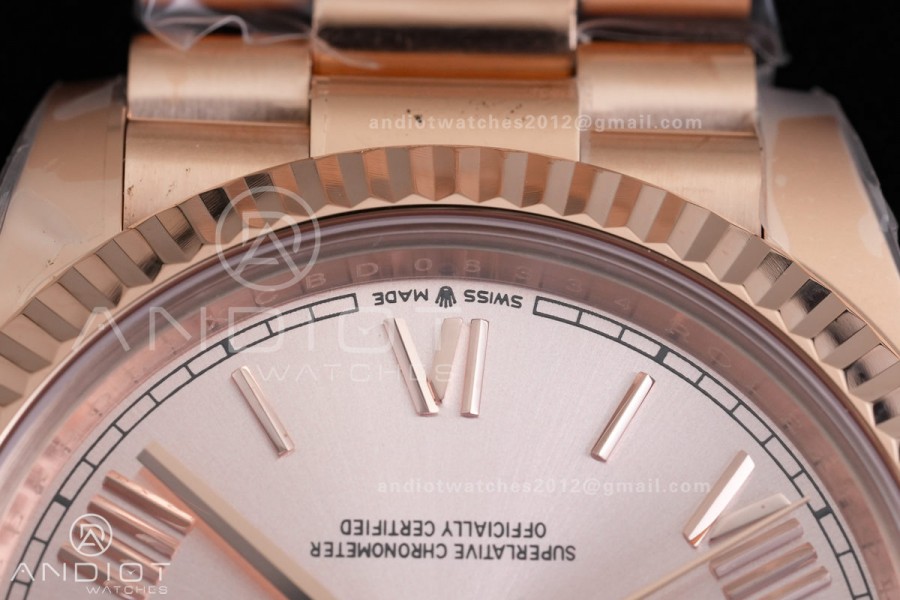 Day Date 40 RG CBDF 1:1 Best Edition RG Roman Dial on President Bracelet VR3255 (210g)