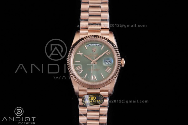 Day Date 40 RG CBDF 1:1 Best Edition Green Roman D...