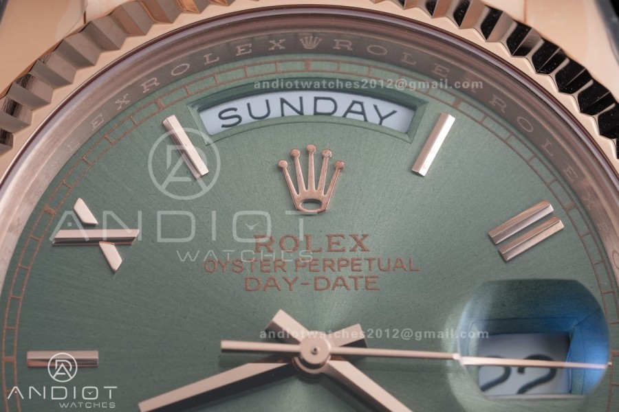 Day Date 40 RG CBDF 1:1 Best Edition Green Roman Dial on President Bracelet VR3255 (210g)