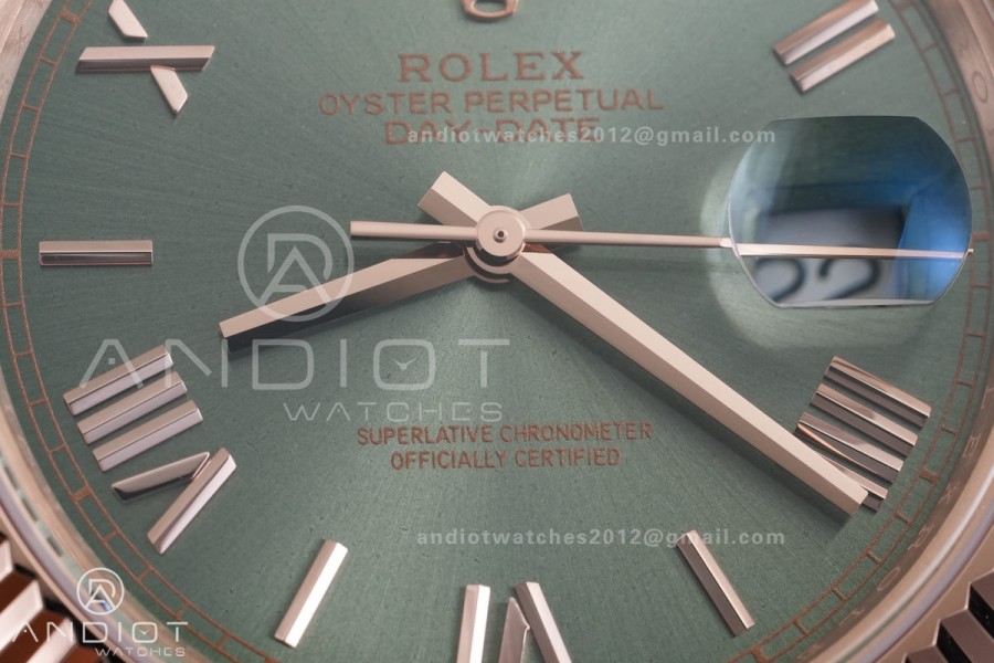 Day Date 40 RG CBDF 1:1 Best Edition Green Roman Dial on President Bracelet VR3255 (210g)