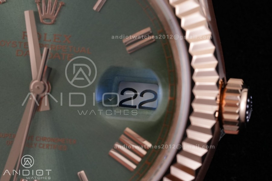 Day Date 40 RG CBDF 1:1 Best Edition Green Roman Dial on President Bracelet VR3255 (210g)