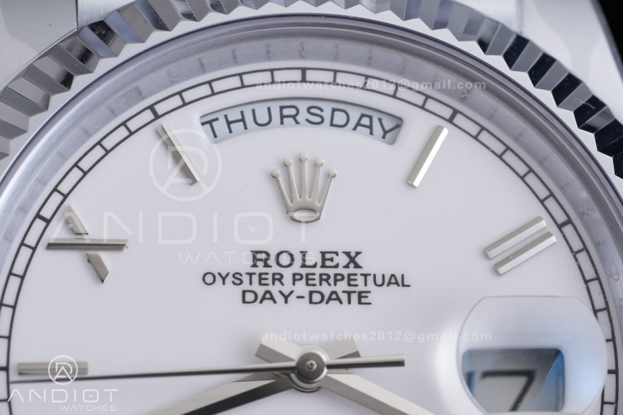 Day Date 40 SS CBDF 1:1 Best Edition White Roman Dial on President Bracelet VR3255 (210g)