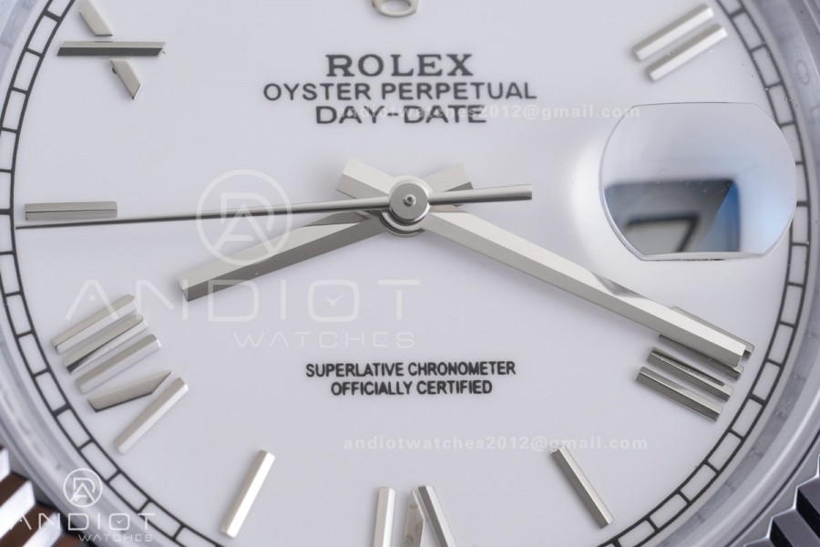 Day Date 40 SS CBDF 1:1 Best Edition White Roman Dial on President Bracelet VR3255 (210g)