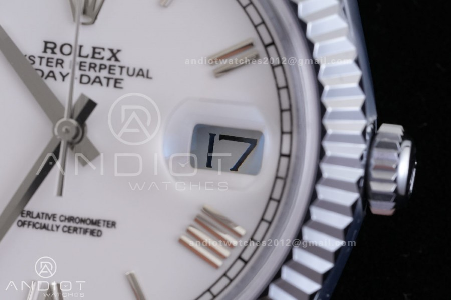 Day Date 40 SS CBDF 1:1 Best Edition White Roman Dial on President Bracelet VR3255 (210g)