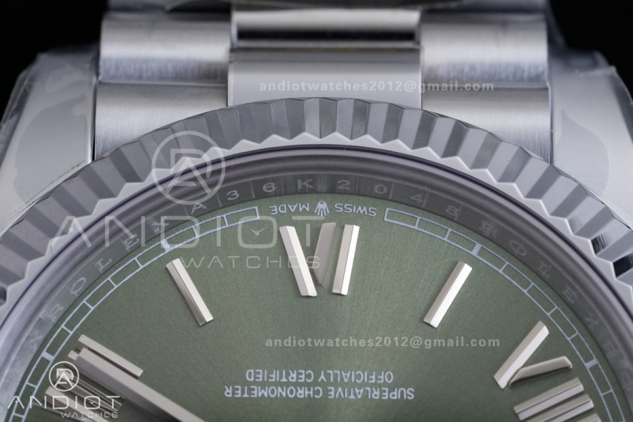 Day Date 40 SS CBDF 1:1 Best Edition Green Roman Dial on President Bracelet VR3255 (210g)