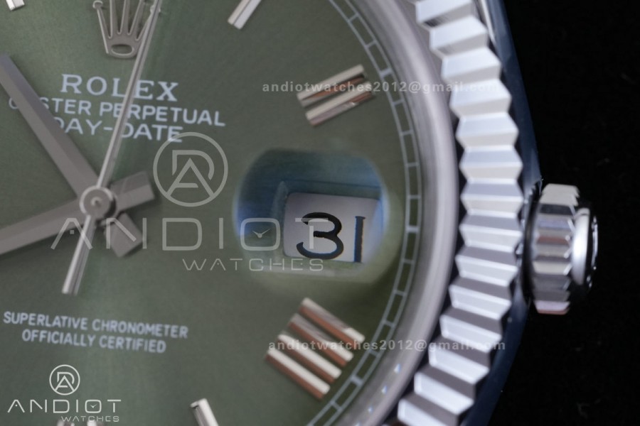 Day Date 40 SS CBDF 1:1 Best Edition Green Roman Dial on President Bracelet VR3255 (210g)