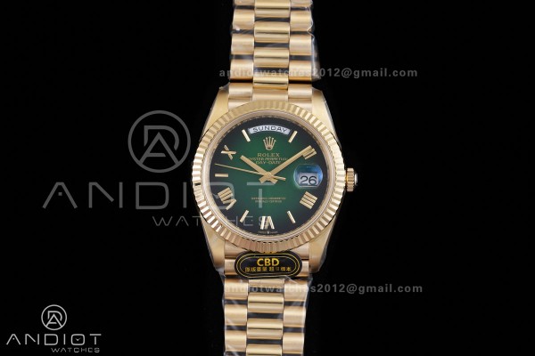 Day Date 40 YG CBDF 1:1 Best Edition Green Ombre R...