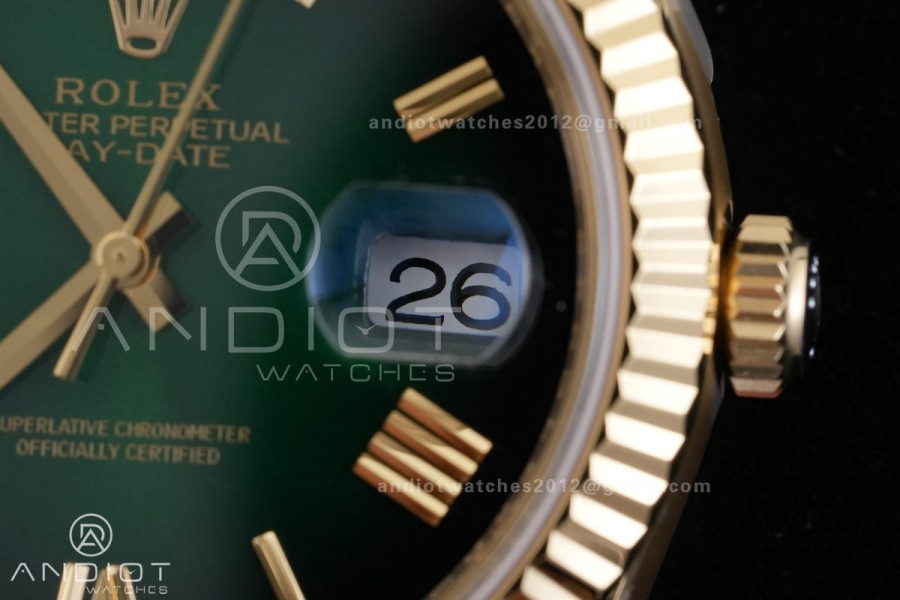 Day Date 40 YG CBDF 1:1 Best Edition Green Ombre Roman Dial on President Bracelet VR3255 (210g)